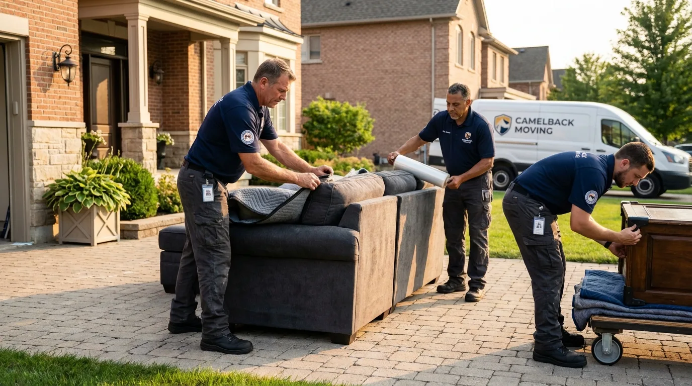 Large estate moving crew wrapping furniture in Verona, NJ