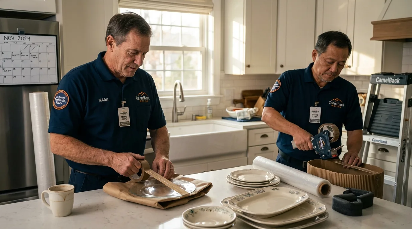 Professional crew packing kitchen dishware in Verona, NJ